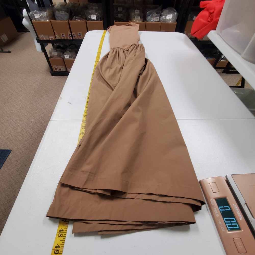 En Saison Maxi Dress Size L Brown Cowl Modest Retro Old Money Classic Ladylike - Picture 10 of 13